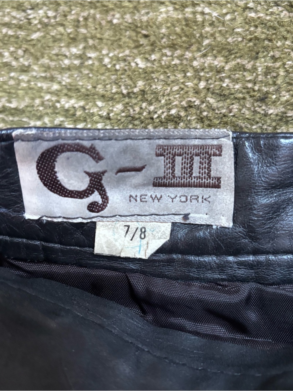 Vintage Asymmetrical Genuine Leather Mini Skirt - Black - Picture 3 of 6